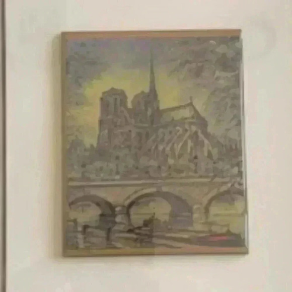 vintage notre dame cathedral small etching - Picture 1 of 4